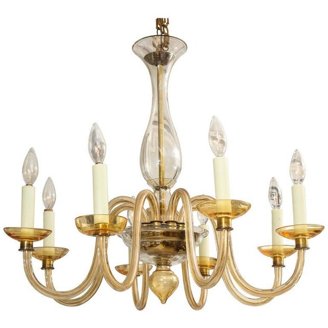 Amber Amber Eight-Arm Murano Glass Chandelier For Sale - Image 8 of 8