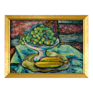 Fauvist Grapes and Bananas, Mid Century Modern Impasto Fruit Still-Life by Virginia Sevier Rogers