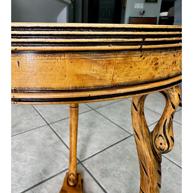Italian Empire Style Burl Wood Swan Motif Side Table Gueridon For Sale - Image 14 of 18