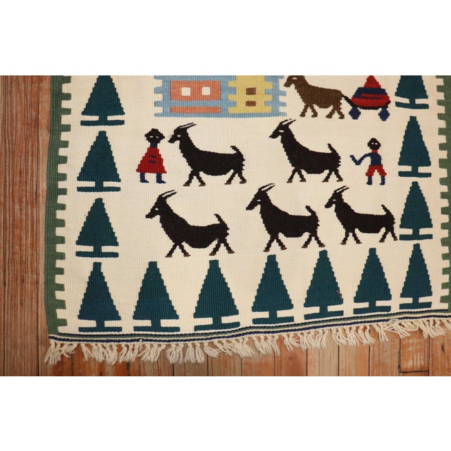 Late 20th Century Zabihi Collection Pictorial Turkish Kilim - 2'5" x 2'6" For Sale - Image 4 of 6
