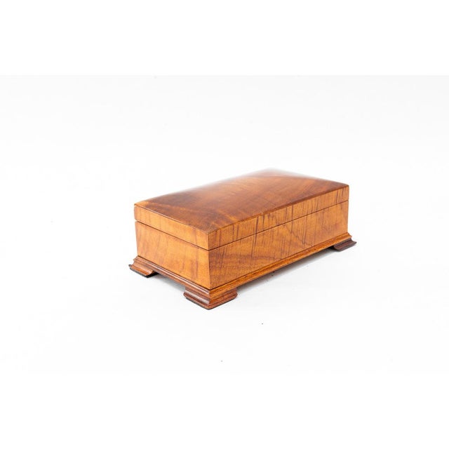 Art Deco Cherry wood Jewelry Box around 1920s. Hand polished.