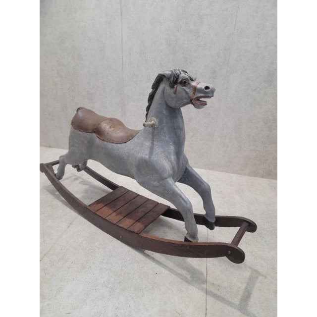 Antique French Double Seater Carousel Rocker Horse For Sale - Image 4 of 5