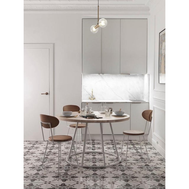 Wood New Industrial Wrought Iron Shop Stool With Wooden Seat and Back For Sale - Image 7 of 11