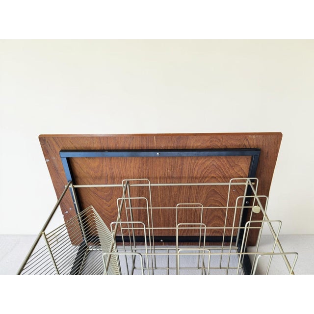 Brown Vinyl Record Storage Side Table, 1960s For Sale - Image 8 of 12