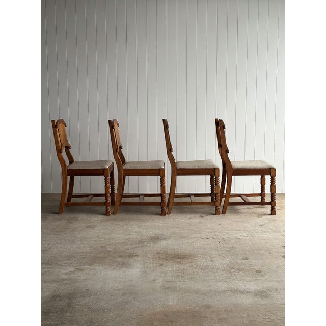 Antique English Oak Dining Chairs, Set of Four For Sale - Image 4 of 18