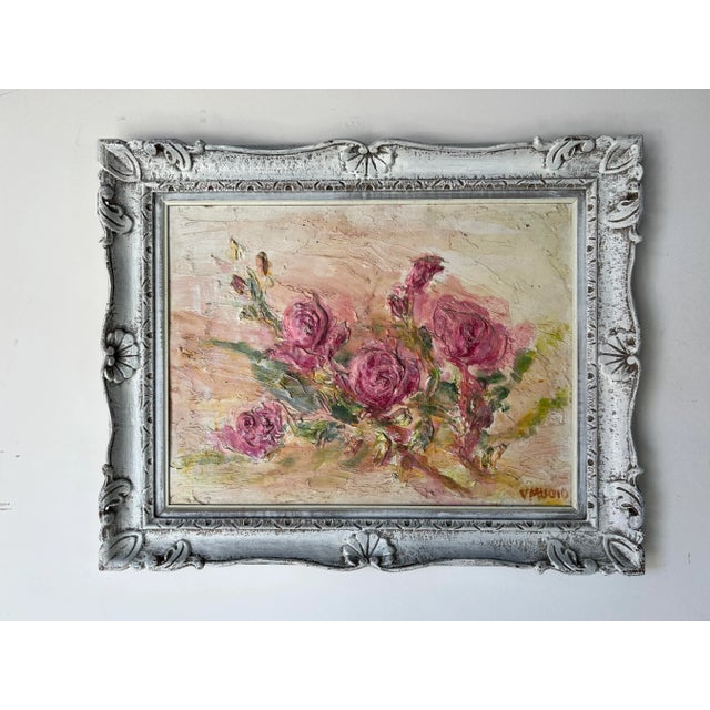 70's V Muoio Heavy Impasto Impressionist Still Life Painting For Sale - Image 11 of 12