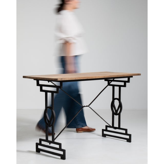 Cast Iron Bistro Table with Oak Top, Antique, France, 20th Century For Sale - Image 11 of 17