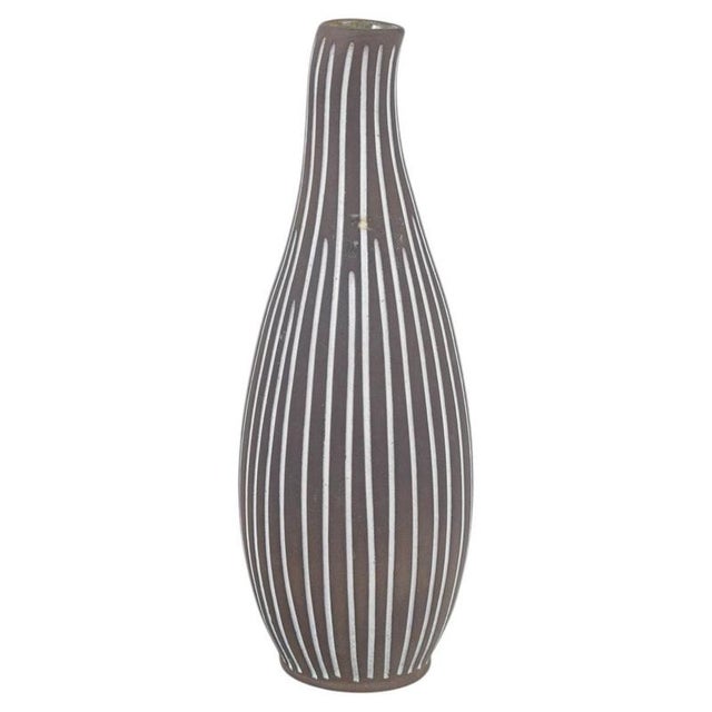 Elongated Stoneware Vase with Stripes by Helge Østerberg, 1970s For Sale - Image 6 of 6