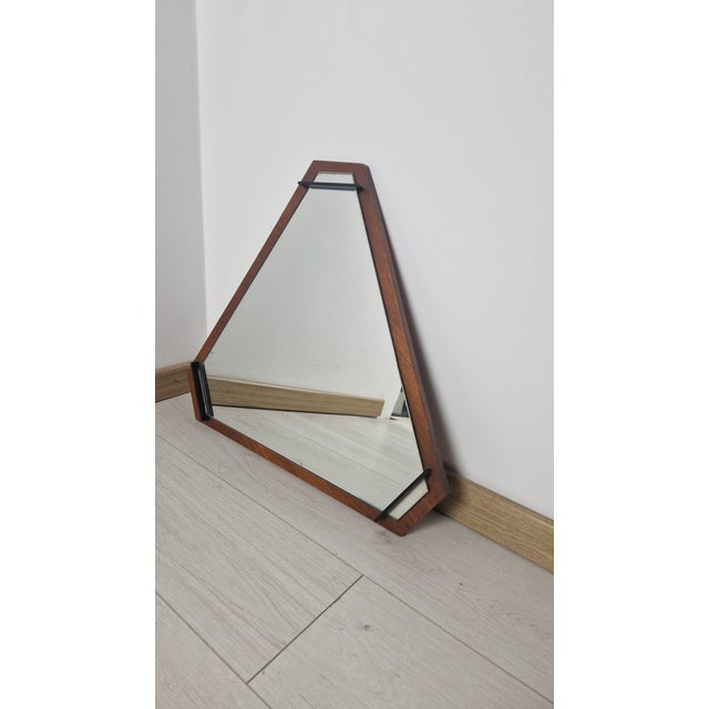 Mid-Century Modern Mirror with Wood and Brass Frame by Gio Ponti for Rima, 1950s For Sale - Image 3 of 9