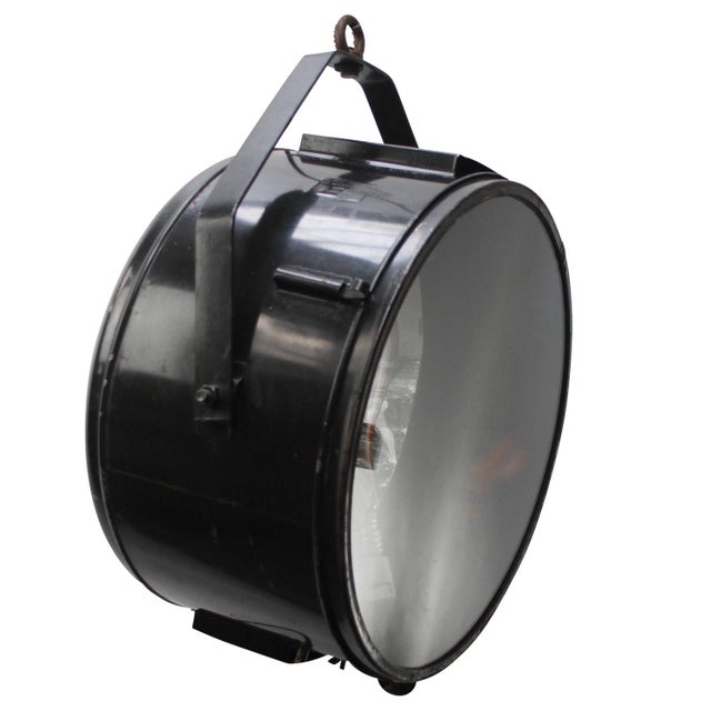 Industrial Black Metal and Mirrored Glass Spotlight Pendant Lamp For Sale - Image 4 of 7