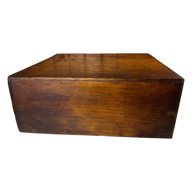 1940s Antique Globe Tiger Oak Wood File Index Card Cabinet 2 Drawer For Sale - Image 5 of 11