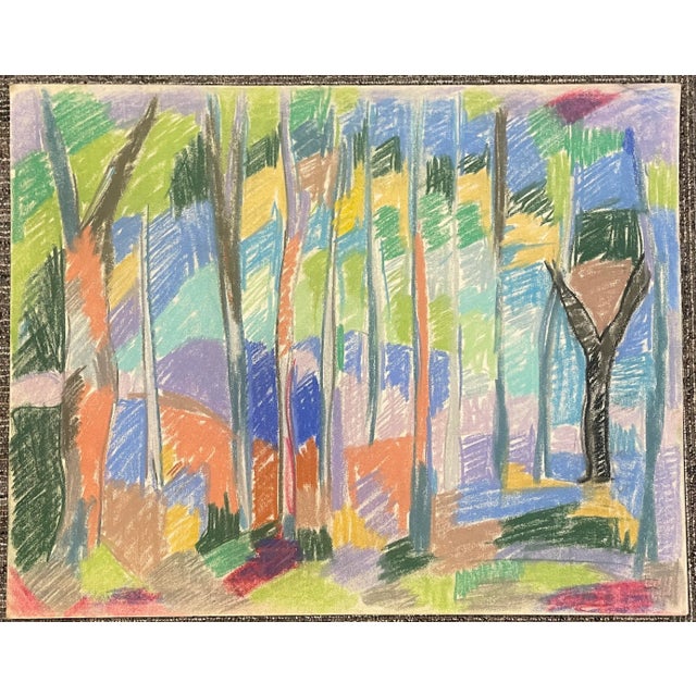 Traditional 1960s Frank Wallace Forest Interior Landscape Pastel For Sale - Image 3 of 3