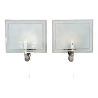 Art Deco Glass Wall Lights, Czechoslovakia, 1940s, Set of 2 For Sale