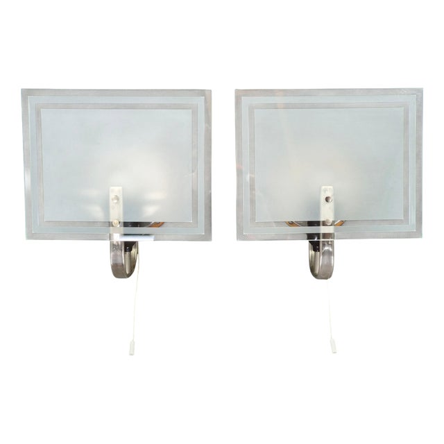 Art Deco Glass Wall Lights, Czechoslovakia, 1940s, Set of 2 For Sale