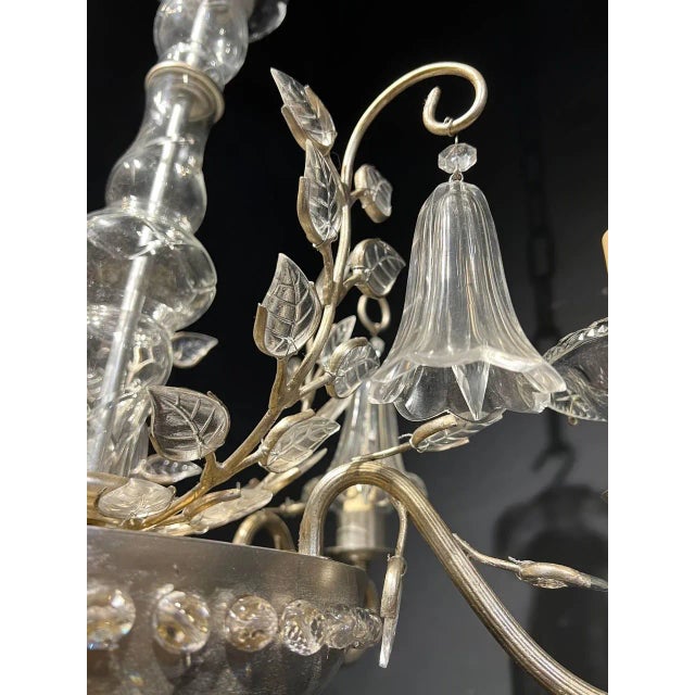 1930’s French Bagues Silver Leaf Chandelier For Sale In New York - Image 6 of 7