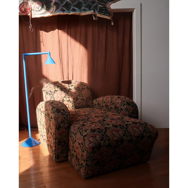 Vintage Upholstered Chaise Lounge With Botanical Fabric For Sale - Image 4 of 13