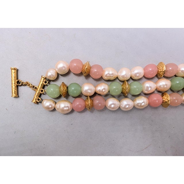 1980s Vintage 1980s Signed Givenchy Faux-Pearl Beaded Bracelet For Sale - Image 5 of 5