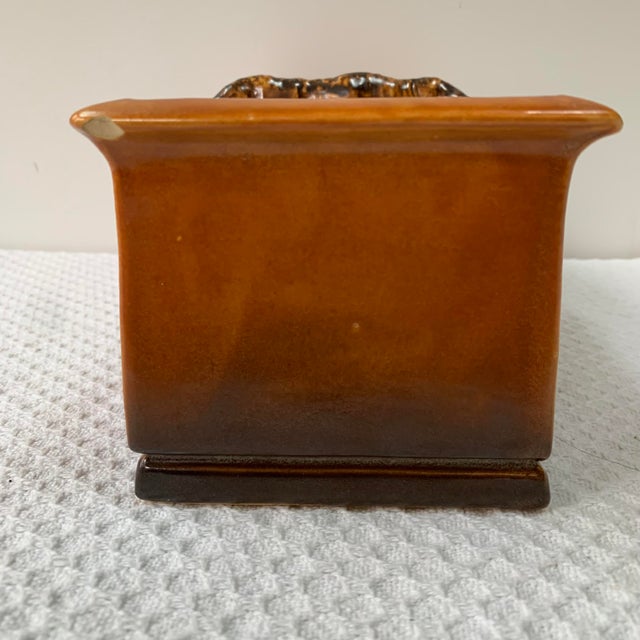 1940s 1940s Roseville Pine Cone Brown Rare Window Box Planter W/ Handle For Sale - Image 5 of 14