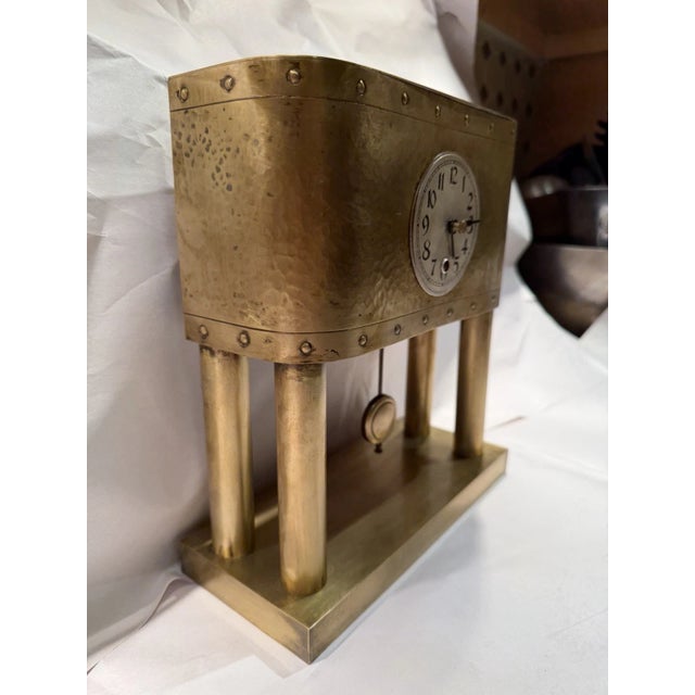 Bronze Antique German Arts & Crafts Portico Clock For Sale - Image 8 of 12
