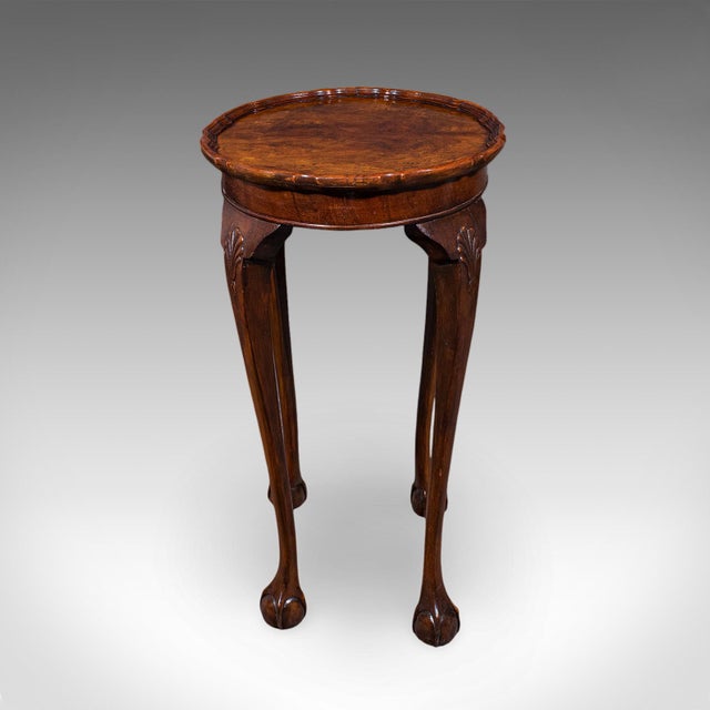 Traditional Antique Oval Side Table, English, Burr Walnut, Lamp, Wine, Pie Crust, Edwardian For Sale - Image 3 of 12