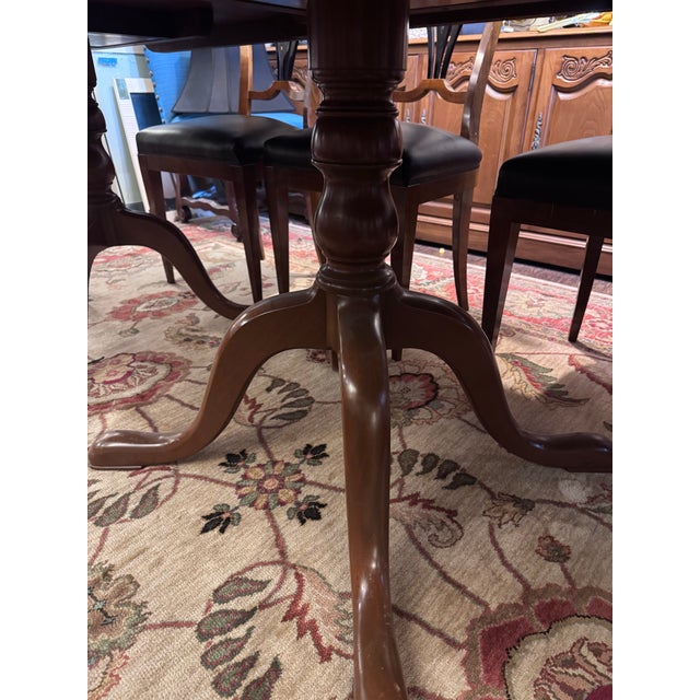 Monumental 12-Foot Figured Burl Wood Triple Pedestal Extension Dining Table For Sale - Image 4 of 9