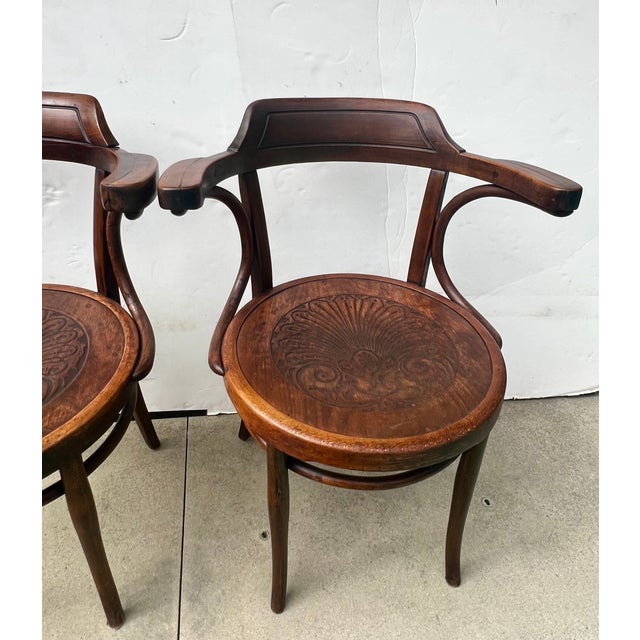Wood Pair of Antique Thonet-Style Bentwood Armchairs For Sale - Image 7 of 12