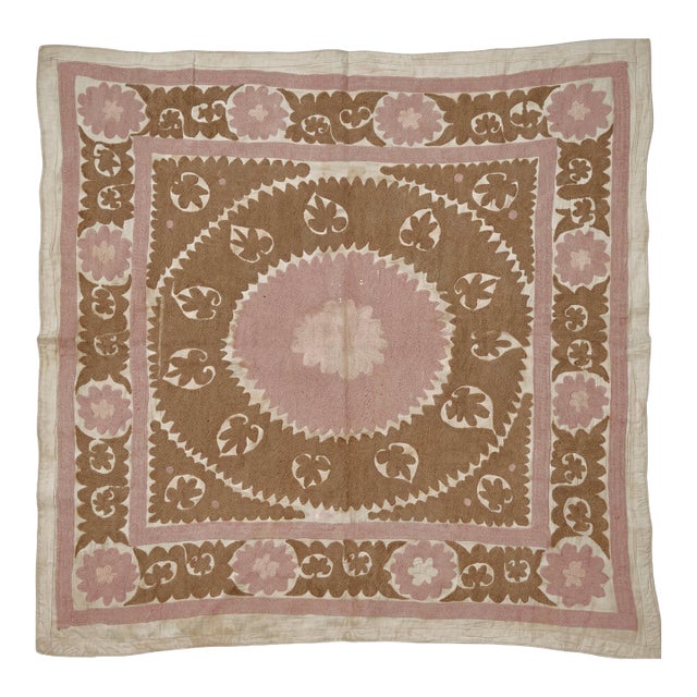 1960s Asian Suzani Wall Hanging Decor 4' X 4'1'' For Sale