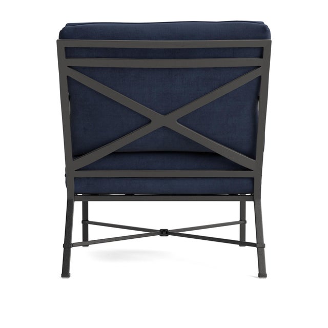 Brown Jordan Brown Jordan Venetian Lounge Chair, Textured Pewter frame with Fusion Neptune fabric For Sale - Image 4 of 11