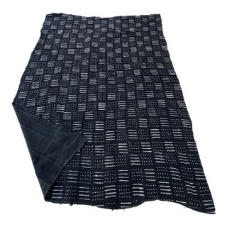 Large African Black and White Mud Cloth Textile Mali 63" by 85" For Sale