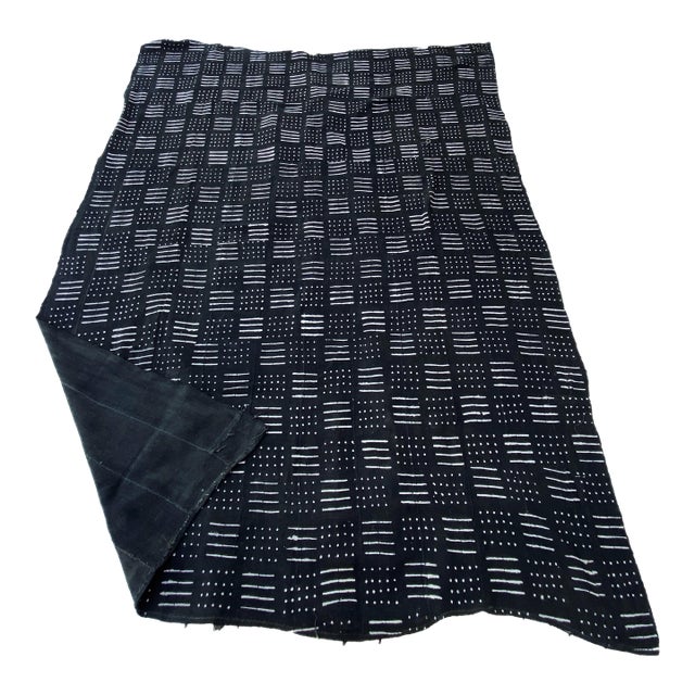 Large African Black and White Mud Cloth Textile Mali 63" by 85" For Sale