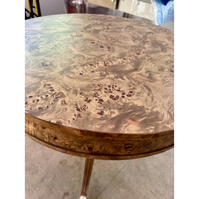 2020s Jonathan Charles Transitional Burl Wood Fulgurite Drum Table For Sale - Image 5 of 8
