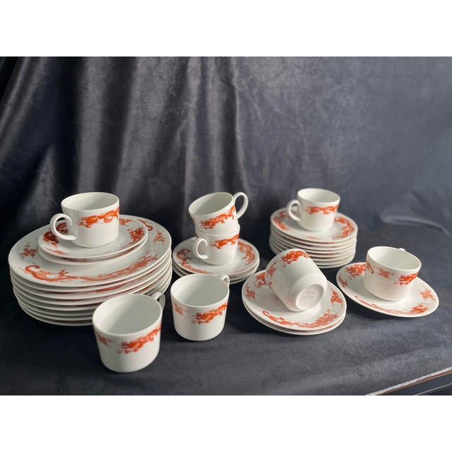 1990s Tiffany & Co. Fukagawa Red Dragon Dinnerware Set 32 Pieces