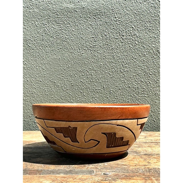 Vintage Abstract Geometric Ceramic Bowl For Sale In West Palm - Image 6 of 12