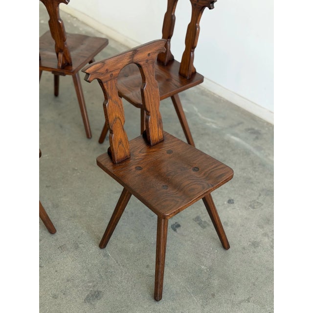 Wood Antique Carved Oak Revival Dining Chairs — Set of 6 For Sale - Image 7 of 18