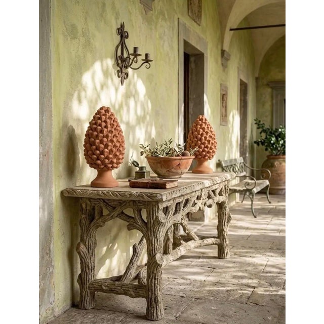 Ceramic Pair of Hand-Finished Terracotta Pine Cone Finials For Sale - Image 7 of 12