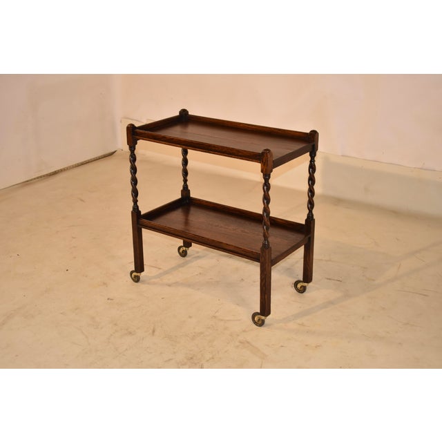 1900 - 1909 Edwardian Oak Bar Cart From England, Circa 1900 For Sale - Image 5 of 7