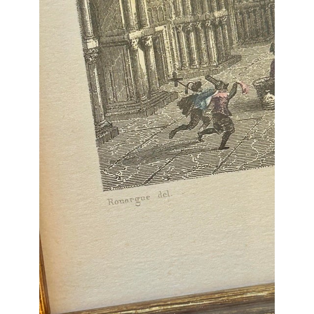 Brown 19th Century Hand Colored Engravings of Venice Newly Framed in Burlwood - A Pair For Sale - Image 8 of 12
