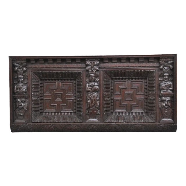 17th Century Carved Oak Overmantle, 1680s For Sale