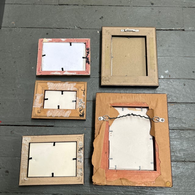 Wood Vintage Collection of Five Miniature Picture Frames- Set of Five For Sale - Image 7 of 7