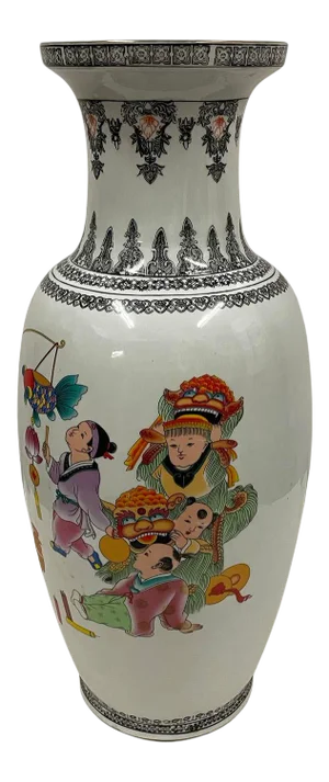 Vintage Chinese Hand-Painted Famille Rose Porcelain Vase