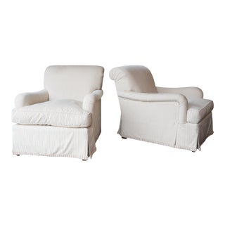 George Smith Roll-Arm Club Chairs - a Pair For Sale