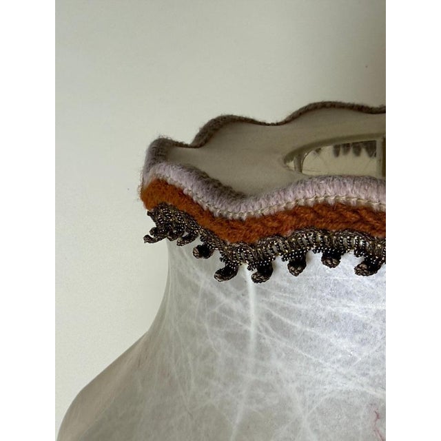 1970s Vintage Fabric with Red Threads Cocoon Pendant Lamp, 1970s For Sale - Image 5 of 14