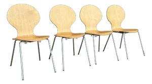 Mid Century Modern Set of 4 Children’s Bentwood Chairs Styled After Arne Jacobson