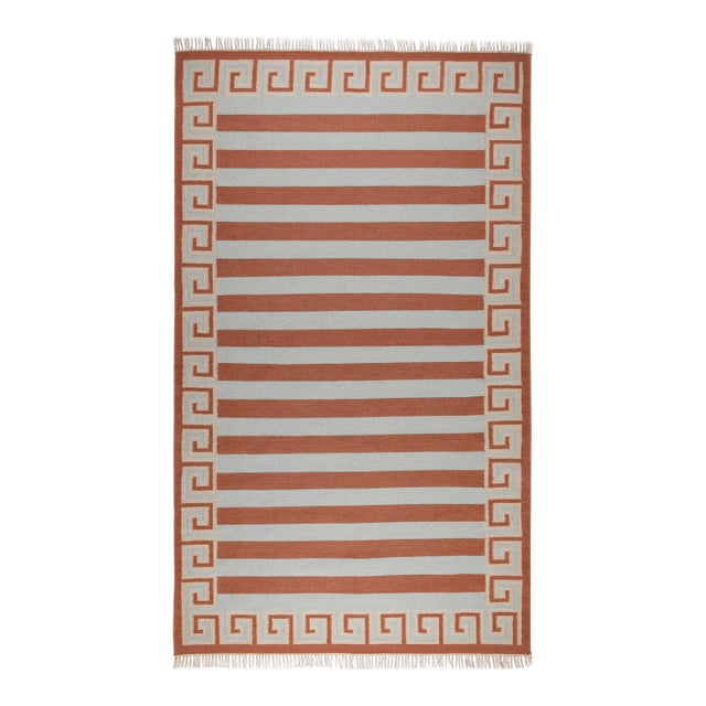 Part & Parcel Goods Wool Stripe Rug, 12' x 15', Sky Blue, Topaz and Eggshell For Sale