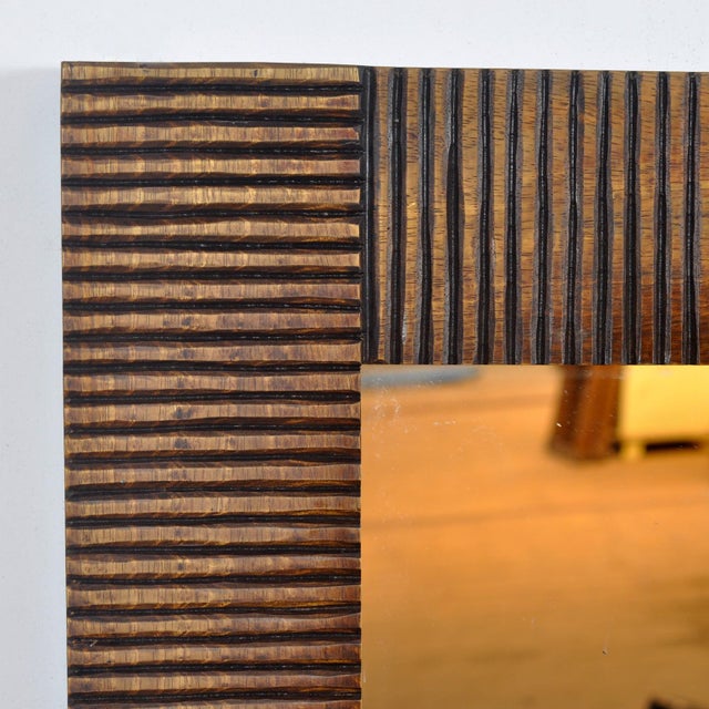 Wood Brutalist Oak Mirror, 1970s For Sale - Image 7 of 10