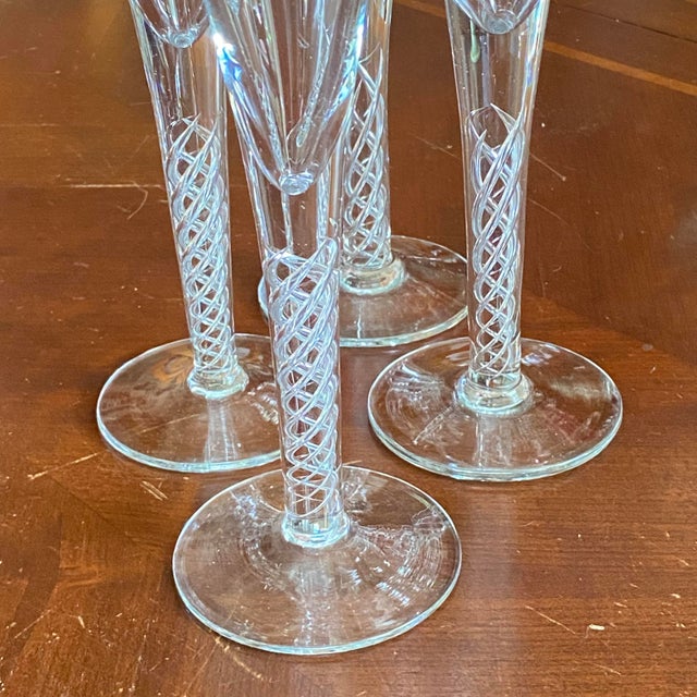 Modern Vintage Air Twist Stem Wine/Champagne Glasses by Colony - Set of 4 For Sale - Image 3 of 8