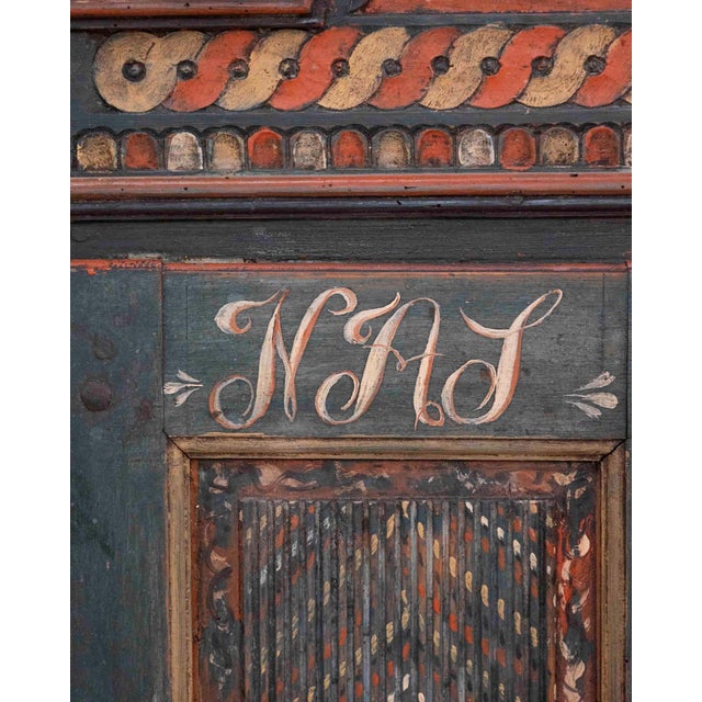 19th Century 19th Century Painted Skåne Wall Cabinet with Reeded Doors, Sweden For Sale - Image 5 of 14