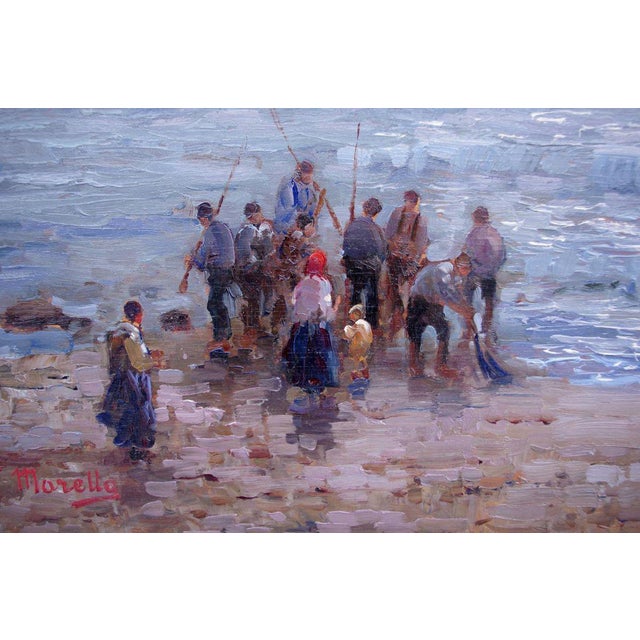 Antique Fishermen Oil on Panel by Federico Morello For Sale - Image 3 of 7