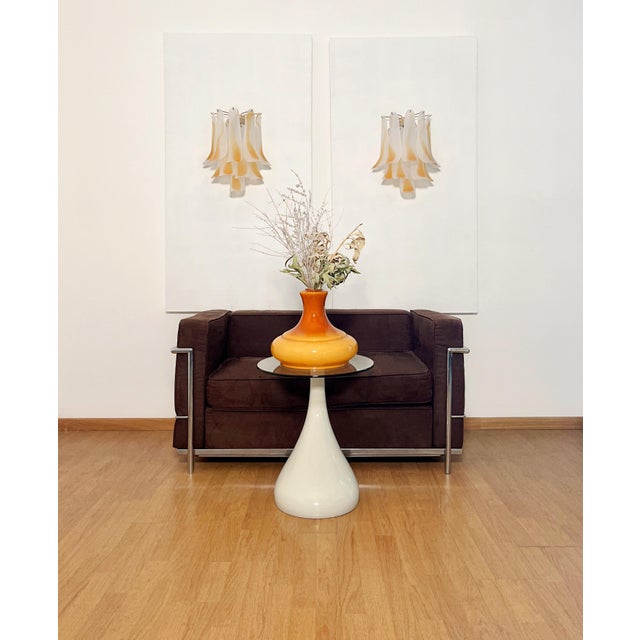 Glass Vintage Italian Murano Wall Lights with 10 Acid-Etched Amber Glass Petals, 1990s, Set of 2 For Sale - Image 7 of 17