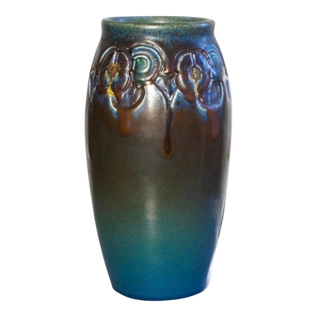 1917 Signed Rookwood Pottery Vase by Charles Stewart Todd, Carved Arts & Crafts For Sale